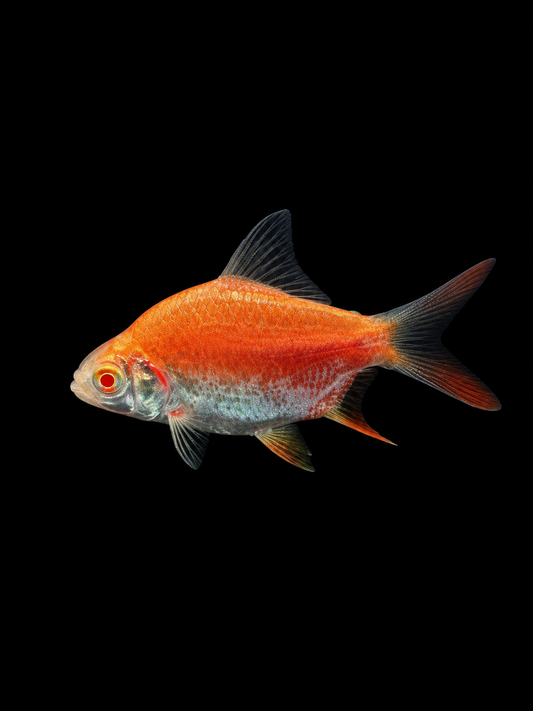 ALBINO SHORTBODY RED TAIL TINFOIL BARB (ALBINO LAMPAM)