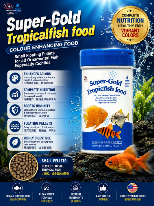 SUPER-GOLD TROPICAL FISH FOOD 100G