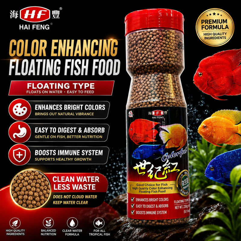 HAI FENG COLOUR ENHANCING FLOATING FISH FOOD 230G