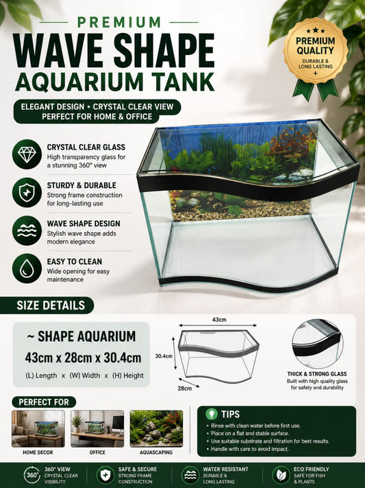 PREMIUM WAVE SHAPE AQUARIUM TANK 17"
